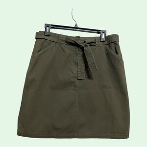 Relativity Petite Olive Khaki Cotton Mini Skirt with tie bet Size 10P